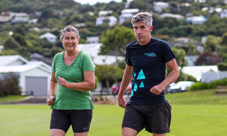 Andrew puffs while he runs