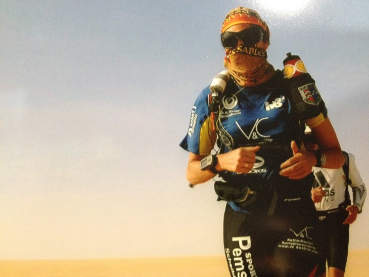 Lisa Tamati runs through the desert