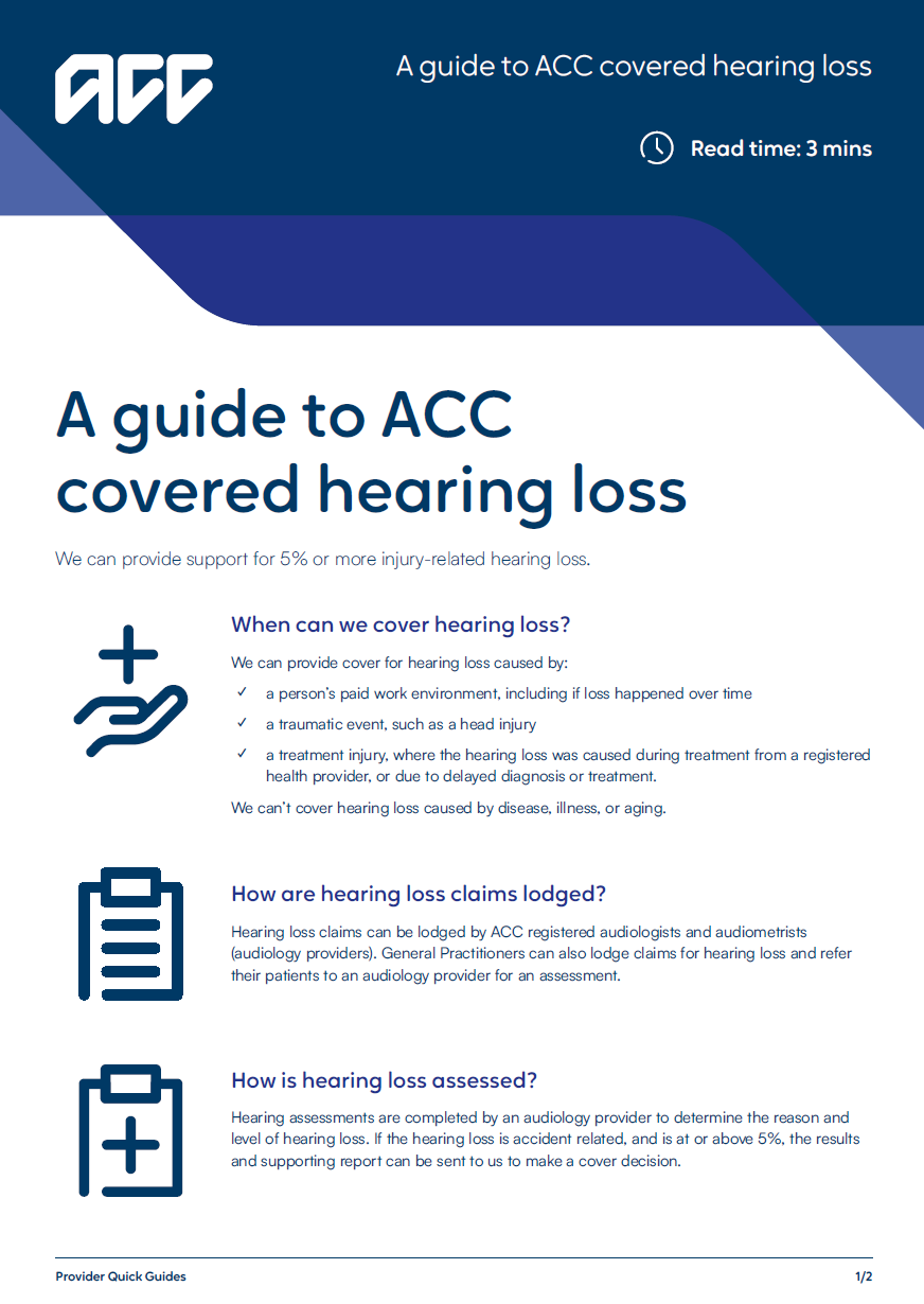 A guide to ACC covered hearing loss