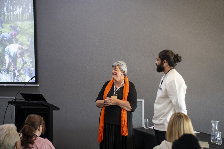 Donna Kerridge presenting at the ACC Rongoā Māori Conference. 